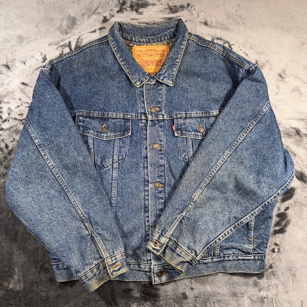 Vintage 1996 Levi's 70617-4897 Aztec Lined Denim Trucker Jacket USA Made XL